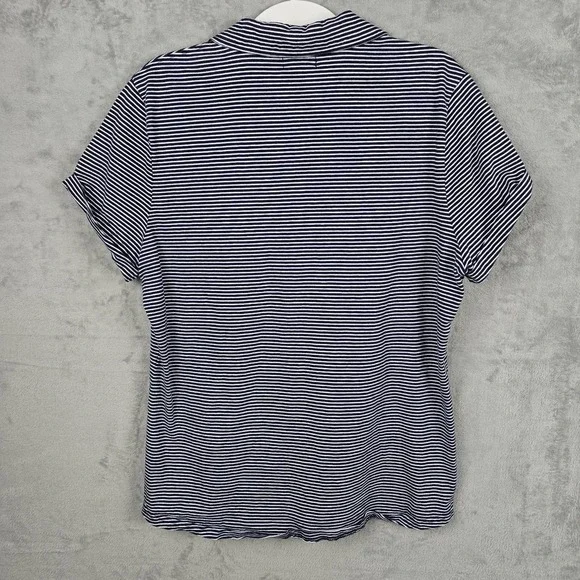 US Polo Assn Kids XL Navy Blue White Striped Short Sleeve Polo Shirt Pink Logo - Picture 3 of 7